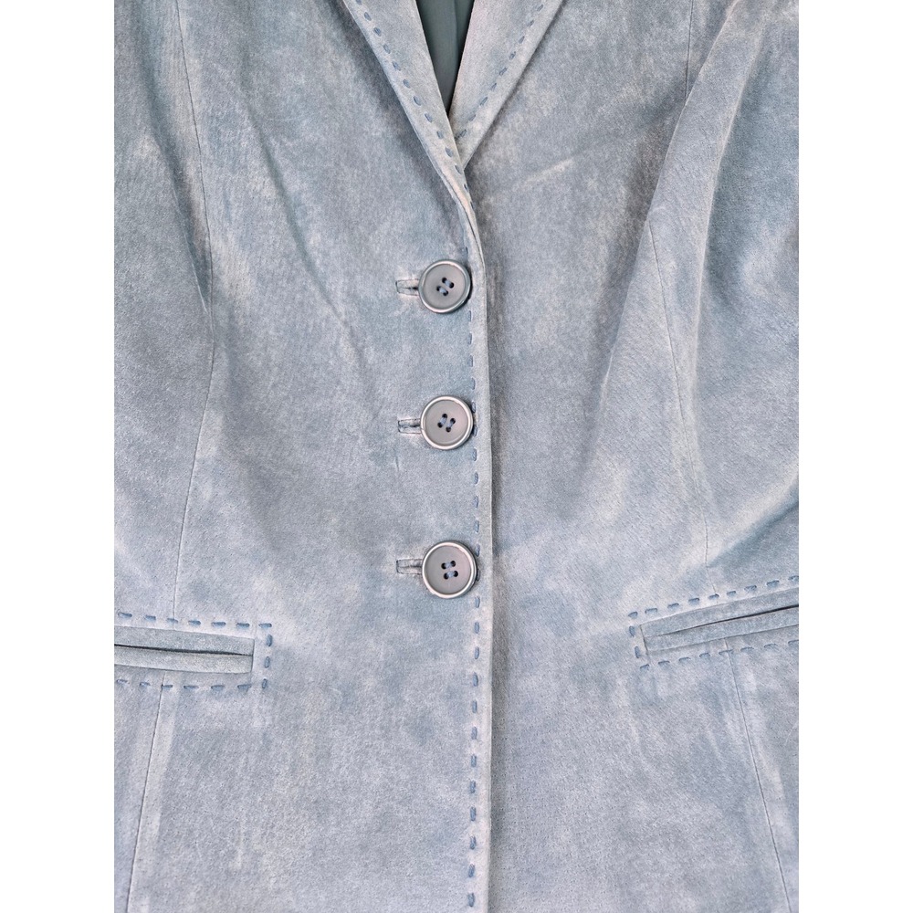 Margaret Godfrey Blue Suede‎ Button Up Blazer Women's Size 8 Classic Tailored - Picture 3 of 16